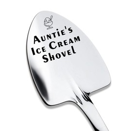 Aunt Auntie Mothers Day Birthday Gifts for Aunts Aunty from Nephew Niece Auntie Ice Cream Shovel Engraved Spoon Gifts for Women Aunt Gift for Aunties Aunty Ice Cream Scoops