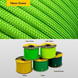 EDCX 4mm Nylon Paracord 550 15m (50 feet) - Type III, 100% Nylon Rope, 7 Strand Rope, 4mm nylon rope in Solid Colors (Neon Green, 15 m)