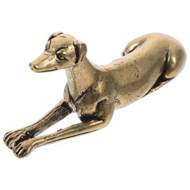 BESPORTBLE Brass Dog Solid Brass Dog Figurines Simulation Metal Dog Miniature Dog Figurines Mini Statue for Home Office Bookshelf Decor