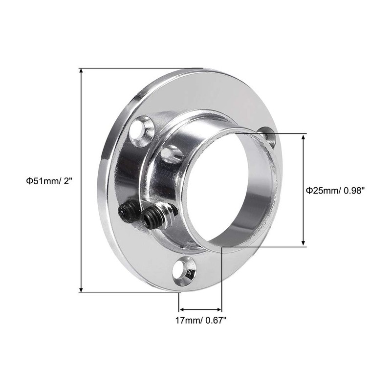 sourcing map Closet Wardrobe Rod Flange,25mm/1inch Dia, Socket Bracket Support