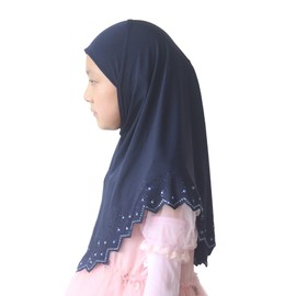 Modest Beauty Girls/Children Hijab Scarf Headscarf Wrap one Piece Muslim Amira with Czech Drill