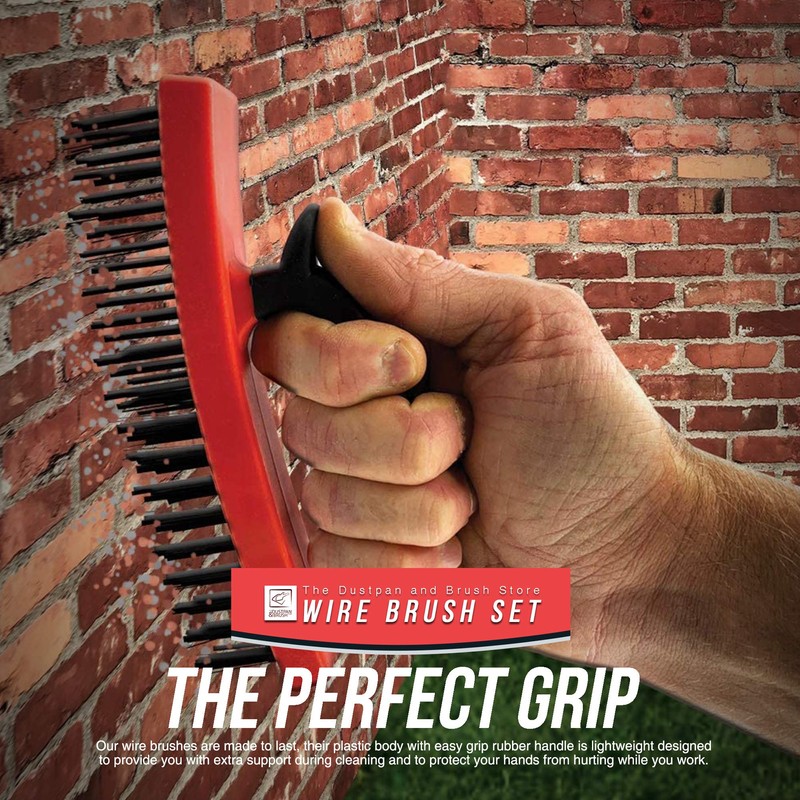 Wire Brush Twin Pack of Heavy Duty Steel Brush With