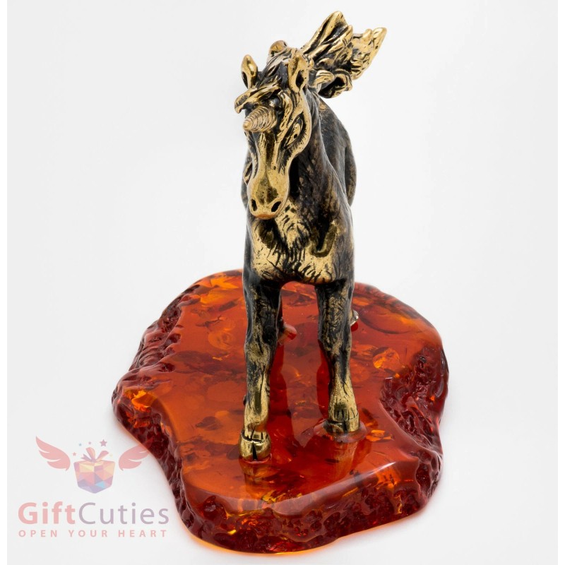 Solid Brass Amber Figurine of the Rainbow Unicorn Horse IronWork