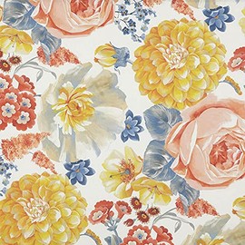 Kt KILOtela - Digital Printed Canvas Fabric - Half Panama 100% Organic Cotton - Oeko-Tex Standard 100 - Width 280 cm - Choice of Length 50 to 50 cm | Floral Hydrangea - Orange, Pink, Blue