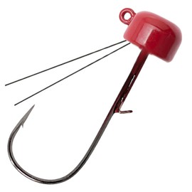 Reaction Tackle Tungsten Mushroom Head Ned Rig Shroom Jig Heads for Finesse Fishing, Weedless Jig Head for Bass Fishing with Soft Lures (5-Pack) 1/8oz Red weedless