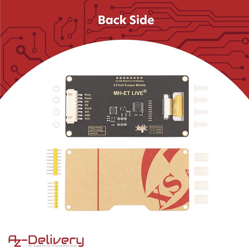 AZDelivery ePaper E-Ink Display Module, 2.9 Inches, 296 x 128