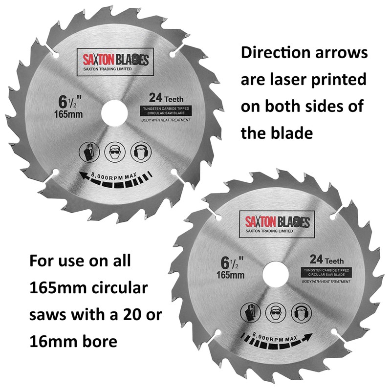 Saxton TCT Circular Wood Saw Blade 165mm x 20mm (16mm