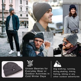 TOP-EX XXL 100% Merino Wool Beanie Hats for Men Women Winter Thermal Polar Fleece Lined Beanies for Cold Weather Ski Running Hunting Walking Grey XL/XXL