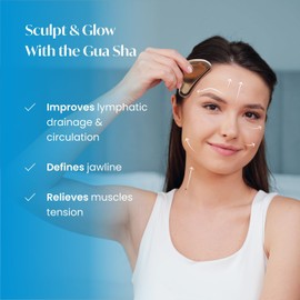 PLANTIFIQUE - Herramienta facial Gua Sha de acero inoxidable, herramienta de masaje de piel para cara, cuerpo, ojos y cuello, forma de corazón con bolsa de viaje, regalo para el cuidado de la piel