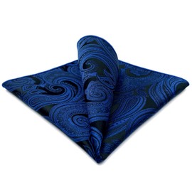 [S&W SHLAX&WING] Paisley Pocket Square Men's Suit XL Large for Wedding Prom Party, blue