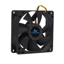 Kingwin 80mm Silent Fan – Quiet PC Cooling Fan for Computer Cases, CPU Coolers, Mining Rigs – Long Life Bearing, Maximum Airflow, Low Noise, 80mm Computer Case Fan – Black