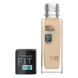  Base Maybelline Fit Me Matte 118 Light Beige - Control de Brillo - Cobertura Media - 30ml