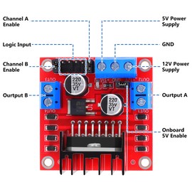 L298N Motor Driver Controller Board for Arduino Stepper Motor Kit Dual H-Bridge with 4 Sets DC Motor and Smart Car Wheel Compatible with Arduino Car Arduino Motor