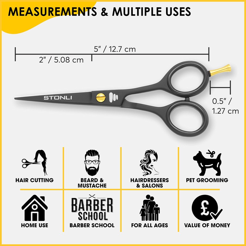 STONLI® 5" Beard and Moustache Scissors with Comb & Pouch