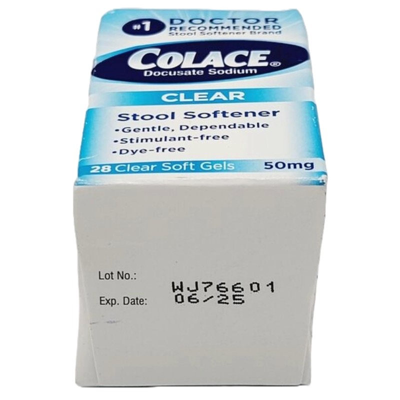 Colace Clear Docusate Sodium Stool Softener 50mg, 28 Count Per