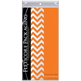 Flexicore Packaging Orange Gift Wrap Tissue Paper | Size: 15 Inch X 20 Inch | Count: 100 Sheets | Color: Solid Orange & Chevron