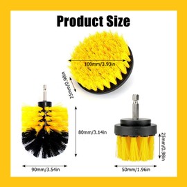 3-Piece Brush Attachment Cordless Screwdriver Set - Drill Brushes for Rims, Bathtub, Tiles & Car | Nylon Cleaning Brushes as Electric Cleaning Brush Replacement, Includes Wheel Brush