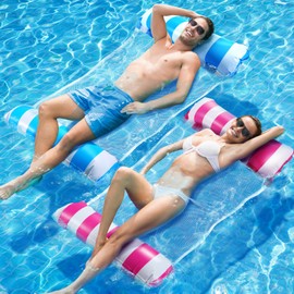 Dusor Air Mattress Pool Accessories 2 Pieces, XL Air Mattress Water Hammock, Inflatable Pool Toy, Water Hammock 4 in 1, Air Mattress Pool Adults, Water Toy for Adults and Children