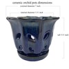 Grdthzey Ceramic Orchid Pots with Holes 6 inch (Dark Blue)