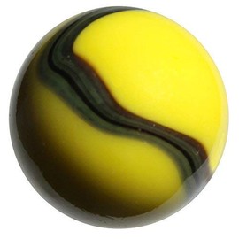 Big Game Toys~1X Bumble BEE Mammoth Marble 1 5/8" (42mm) w/Display Stand Glass Ball Large Huge Yellow Black Shooter Swirl