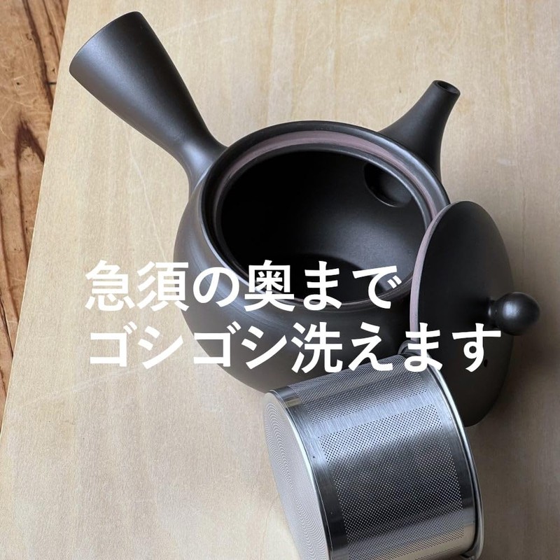 Landscape.com Tokoname Ware Teapot, 10.1 fl oz (310 ml), Black,