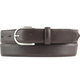 BELTINGER High Quality Women's Belt Made of Full Cowhide Leather with Round Belt Buckle 3.0 cm | Cambered Leather Belt Women's 30 mm | Women's Belt Made in Italy, Brown, silver