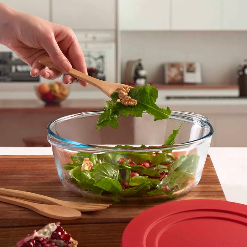 Ums 2.2 Quart Round Glass Baking Dish with Lid, Round