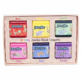 Booghe Crayons Organic Jumbo Block Crayons - Made With Organic Ingredients and Food Grade Colors - Nature Friendly, Non Toxic, Waterproof, Pack of 6, Age 3 + Years