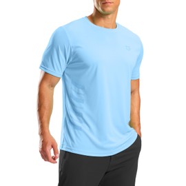 G Gradual Men's Workout Shirts Quick Dry Athletic Running T-Shirts Lightweight Moisture Wicking Short Sleeve Sports Gym Tops(Haze Blue,XL)
