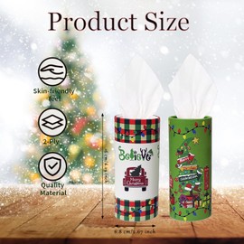Christmas Car Tissue Holder 4 Pack Facial Tissue Winter Xmas Tree Ball Snowflake Pattern Travel Tissue Tubes for Car Home Decor