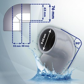 Pipe Elbow PVC U with Angle of 90° Ø 63 mm Used for Joining Two Pipes with Glue - Warranty 10 Years – MONTERAL