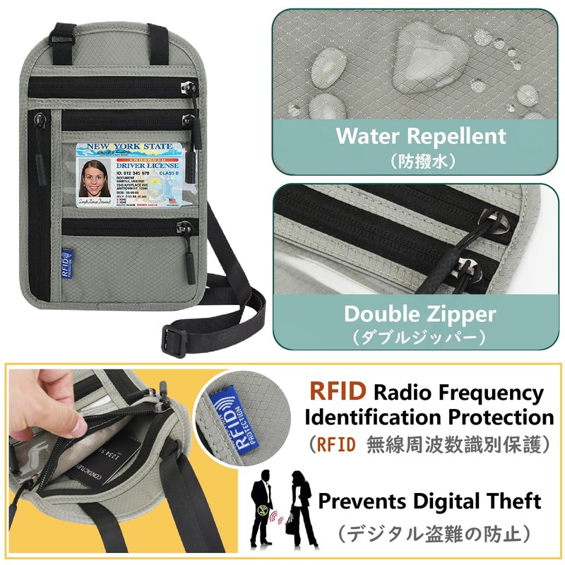JEELAD Passport Case, Skimming Prevention, Neck Lowering, Passport Cover, Security
