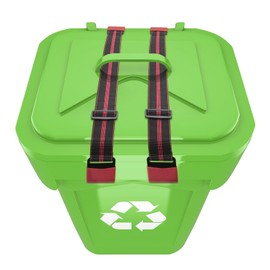 2PCS Trash Can Locks Strap for Animals Metal Double Claw Garbage Can Lock Adjustable Trash Can Lid Lock Bungee Cord Belt Rope for Outdoor Raccoon Bears Dogs