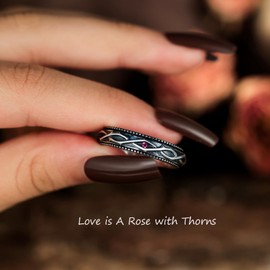 LEXLUNE Vintage Fidget Spinner Ring for Anxiety Women Antique Ring For Real S925 Sterling Silver Rose with Thorns, 8