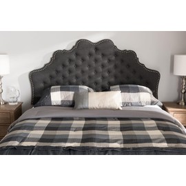 Baxton Studio Hilda Modern and Contemporary Dark Grey Fabric Queen Size Headboard