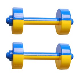 TOYANDONA 1 Pair Kids Dumbbells Toy Plastic Hand Barbells Gym Morning Exercise Fitness Sport Toy Pet Chew Toy For Children Toddlers (Blue+Yellow)