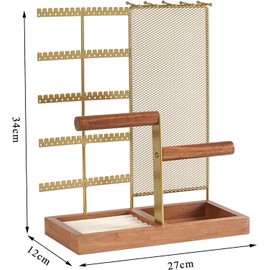 Organizador De Joyas Estante Exhibidor De Joyeria, Soporte para Joyas,Pulsera, Aretes Collares,Cadenas,Soporte para Pendientes para Colgar,Expositor con Bandeja Para Agujeros, Anillos, Relojes (A)