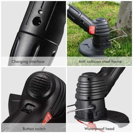 Electric Weed Wacker Cordless Stringless Garden Tool Cordless Lawn Trimmer Cordless Rechargeable Grass Trimmer String Grass Trimmer With 20 Blades for Garden Lawn Weeding (European regulations)