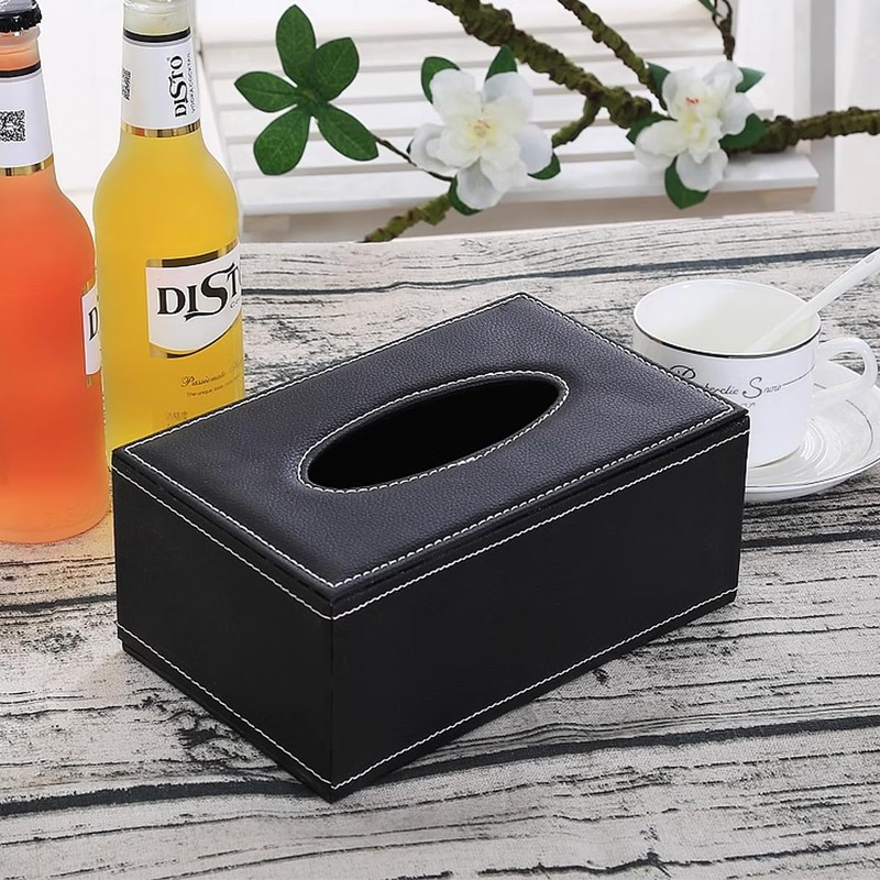 AIMALL Elegant PU Leather Tissue Box - High-End Decorative Rectangular