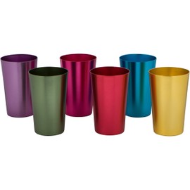 Trademark Innovations 6 Cup Retro Aluminum Tumblers, 14 oz, Multicolor cups-14 oz (Assorted Colors)