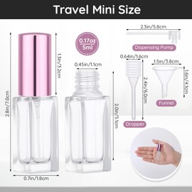 Segbeauty 20pcs 0.17oz Mini Spray Bottles Empty, Glass Perfume Bottles Refillable, 5ml Portable Travel Perfume Atomizer Fine Mist, Bulk Small Travel Cologne Sprayer Refill Bottle with Transfer Tool