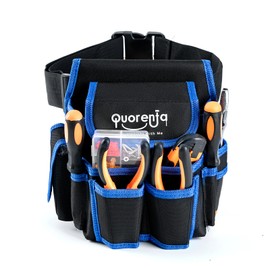 Quorenta Men's Tool Belts: Adjustable Oxford Work Pouch with 8 Durable Pockets, Ideal for Repair & Electrical Work, Fits Waist 31” to 52” (Blue, Extra Large)