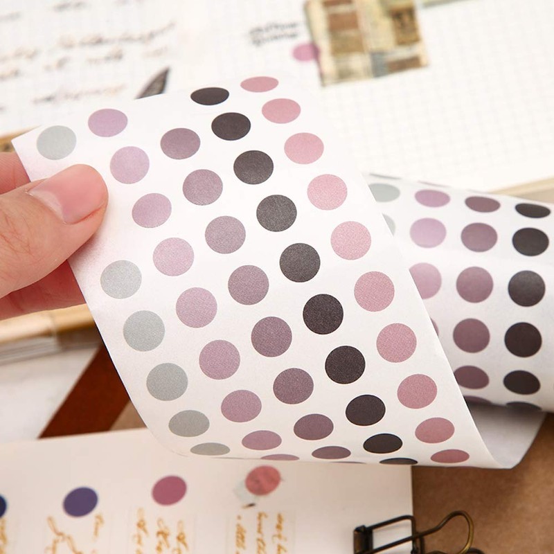 YUBBAEX Morandi 5/16" Dot Washi Tape Round Stickers 1250 Dots