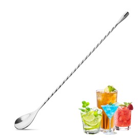 12 Inches Bar Spoon, Long Handle Mixing Stirrers for Drink, Stainless Steel Bar Cocktail Shaker Spoon 1 Pcs (1, Silver)