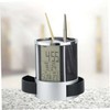 jojofuny Multifunctional Pen Organizer with Digital Clock Steel Wire Mesh