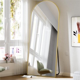 BEAUTYPEAK 71"x28" Arch Full Length Mirror, Wall Mirror Floor Mirror with Stand Hanging or Leaning, Aluminum Alloy Frame Full Body Mirror for Bedroom, Dressing Room, Gold