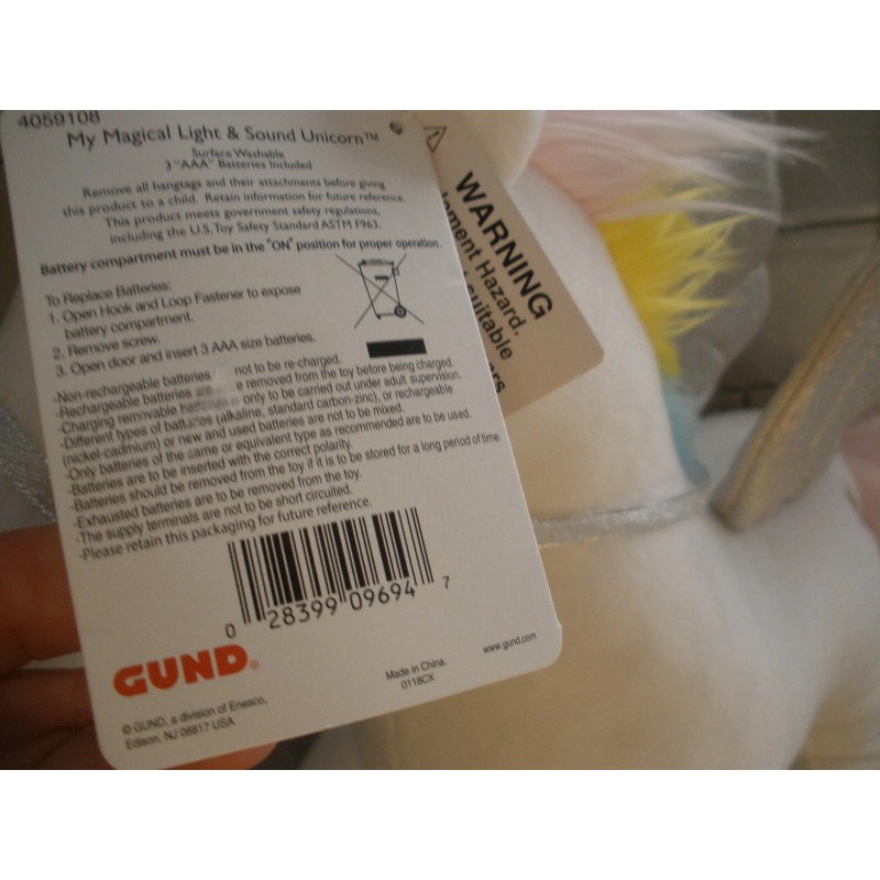 GUND NEW 16" Gund My Magical Light & Sound Unicorn