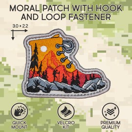SHEVRONESS Hiking Boot Tactical Funny Morale Patch for Hats, Vests, Jeans, Backpacks, All Clothes, and Gear - Highly Durable and Incredibly Resistant to Fading and Tearing - 2.95 x 2.24 in