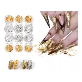 Hoja De Colores Decoracion Uña Oro Plata Bronce Rosa Colores