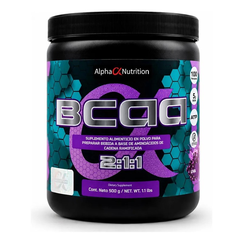 BCAA 211 Alpha Nutrition Aminoacidos 500 grs 100 Porciones Sabor